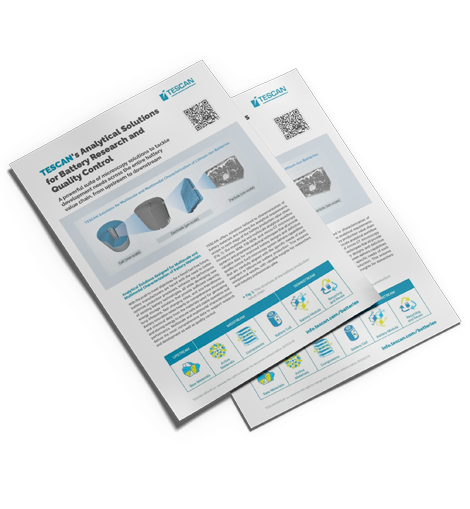 TESCAN-Faltblatt für Lösungen in der Batterieforschung