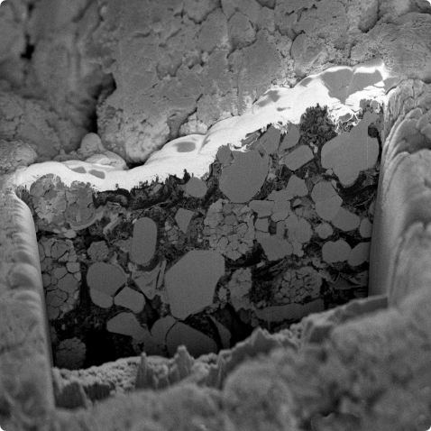 Kathodenquerschnitt einer Lithium-Ionen-Batterie mittels Ionenstrahl